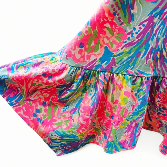 Lilly Pulitzer Pink and Blue Tropical Ruffled Sundress, Size S - Picture 6 of 7